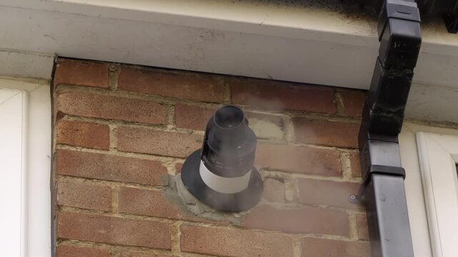 Combination Boiler heating flue vent condensation 4X slow motion stock footage
