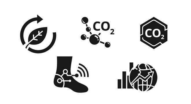 Eco-friendly technology, CO2 reduction, smart wearable device, global growth icons