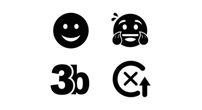 Emoticon Icons: Happy Face, Laughing, Text 3b, Cancel Upload