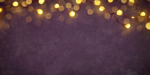 Fototapeta premium Soft Focus Bokeh String Lights on Dark Textured Background with Copy Space