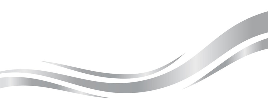 Flowing silver swooshes with silver gradient for a luxurious border or footer on a certificate, banner