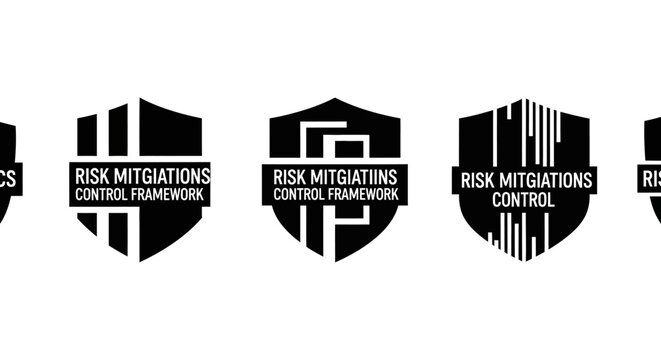 Risk Mitigation Control Framework Icons Set: Shield Security Symbols