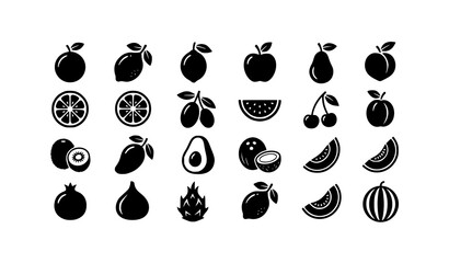 Professional fruit icon pack with citrus berry and tropical food vector symbols © Meerazul