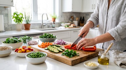 Naklejka premium Healthy Meal Prep in Modern Kitchen