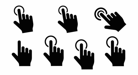 Obraz premium Set of Black Hand Cursor Icons for Touchscreen Interaction