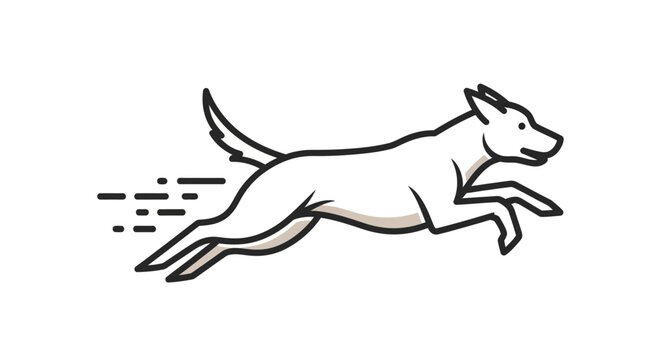 Dynamic Line Art Illustration of a Fast Running Dog on White Background