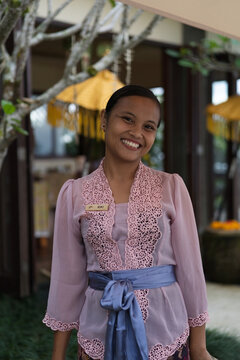 Smiling Balinese woman in traditional kebaya, Munduk, Bali
