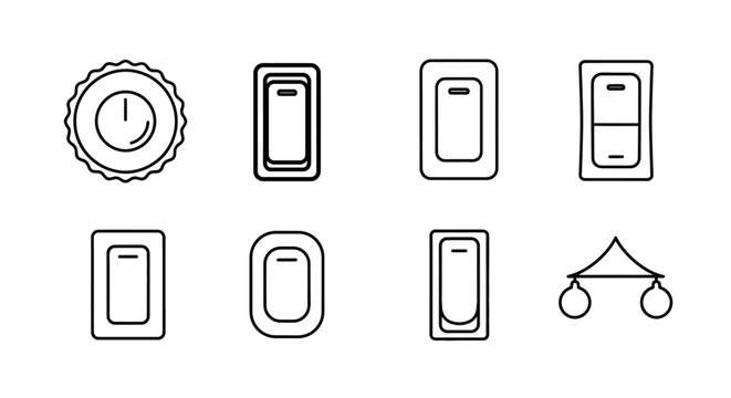 Set of electrical light switch line icons for home automation design