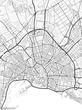 Palma City Map. Minimalist black and white line art poster for printing, wallpaper, wall art, and map resources for home and office decor