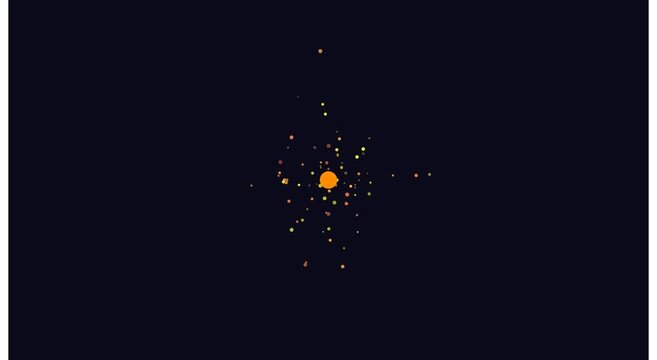 Abstract particle orbit motion with glowing central core energy animation