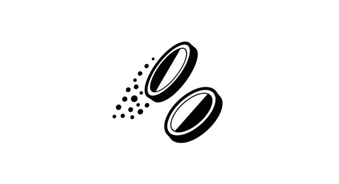 Clay Pigeon Shooting Icon: Two Flying Targets and Pellets