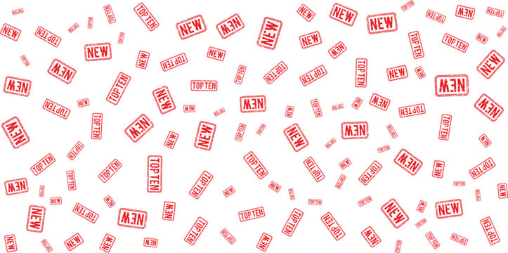 Red new and top ten stamp pattern on transparent background