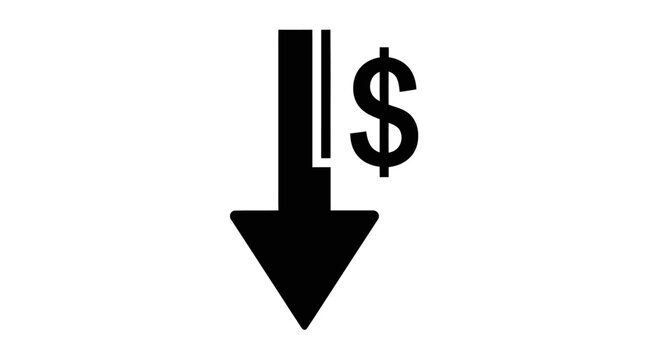 Dollar Sign Arrow Down: Falling Prices, Economy Decline, Financial Crisis
