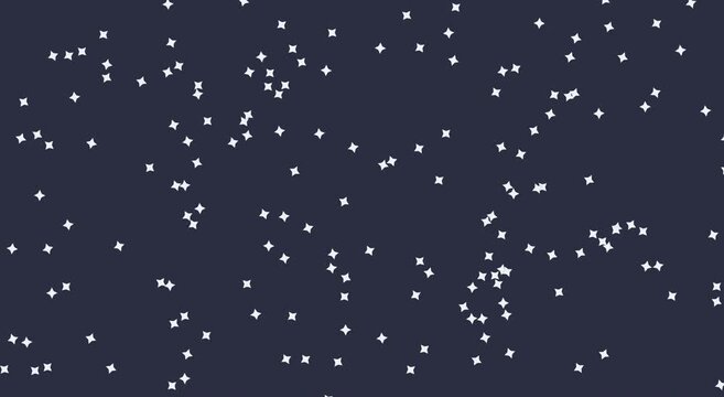 Animated sparkling stars overlay on dark blue animation background motion