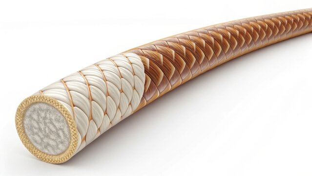 Braided hose or tube with white and brown layers