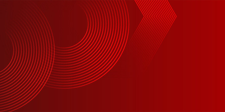 Abstract red background with glowing curve lines. Modern shiny red gradient geometric circle lines pattern. Modern creative trendy design in vector illustration