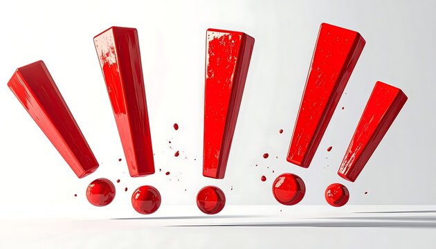 Red exclamation marks on white background.