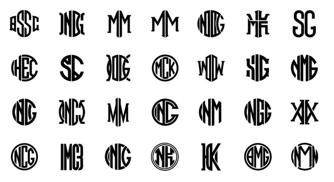 Monogram Letters Collection: Initials, Typography, Alphabet, Graphic Design Elements