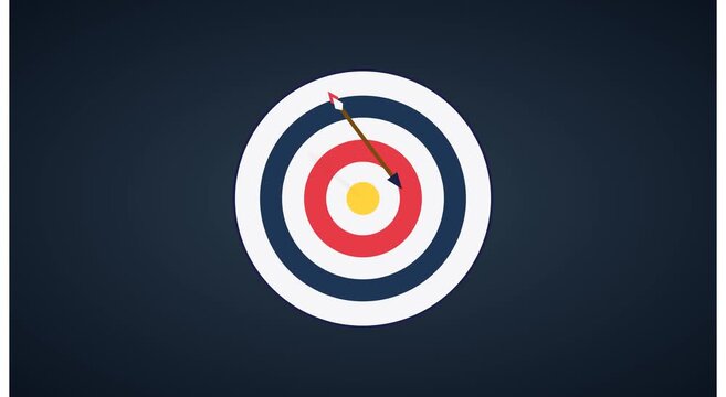 Business target success concept with arrows hitting the bullseye center animation