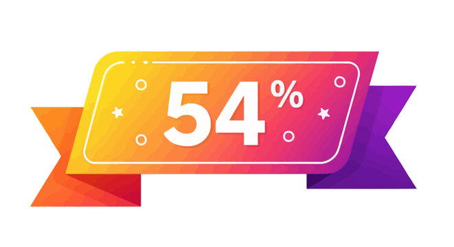 54% Off Sale Banner - Discount Offer Tag with Gradient Colors