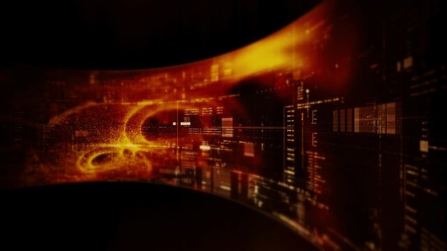 Futuristic screen display matrix, hi-tech digital data telemetry with encrypted numbers, display dynamic background for computer desktop screen display format