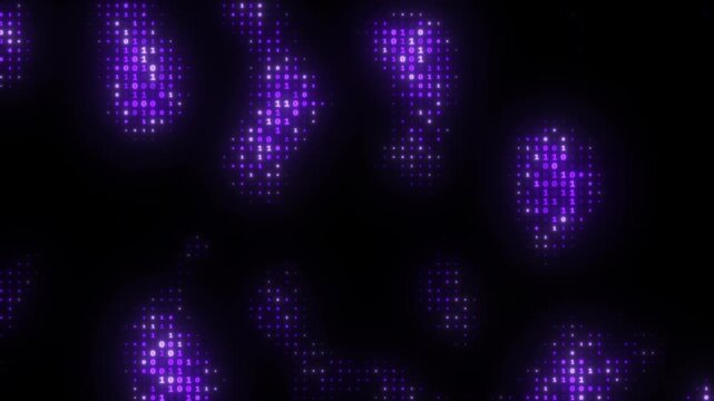 Abstract Digital Binary Code Background with Glowing Purple Neon 0 and 1 Data Flowing in Organic Patterns for Cyber Security and Big Data 4k video