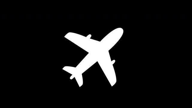 Animation travel icons set on black background. Black and white for composite and presentation. Tourism and vacation concept. Alpha matte isolated.	