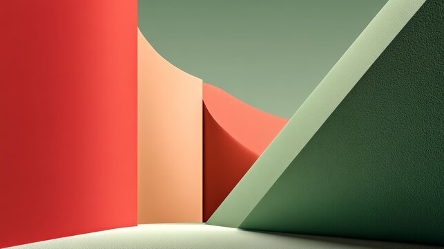 Abstract Geometric Composition with Soft Curves and Color Contrasts in Modern Style