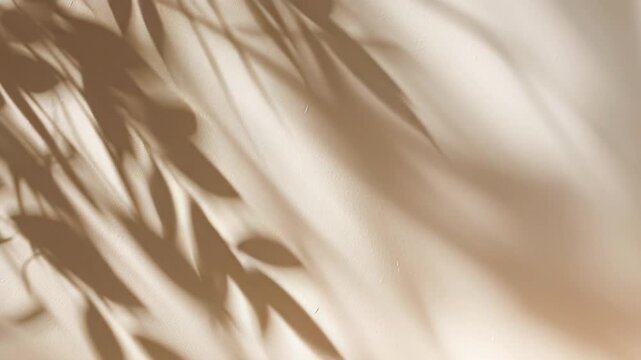 Diagonal sunlight shadows on wall creating warm textured pattern across beige plaster, soft morning light, gentle grain, minimalist interior mood, cozy