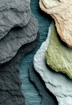Colorful Abstract Layers of Textured Paper in Natural Tones for Modern Backgrounds