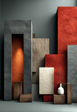 Modern Interior Design with Textured Walls and Minimalist Decor Elements