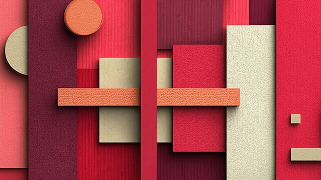 Textured Geometric Shapes in Bold Red and Beige Tones for Modern Design