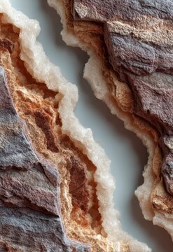 Detailed Close-up of Unique Rock Layers with Textured Surface and Crystal Formation