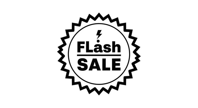 Flash Sale Badge - Black and White Stamp for Limited Time Offers