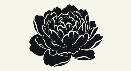 Black Peony Flower Silhouette Graphic Art © Wahyu