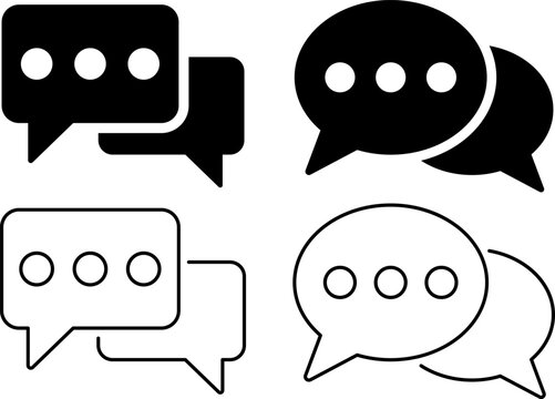 Set of four speech bubble icons isolated on white background