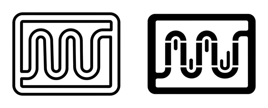 RFID tag icon set, radio frequency identification symbol, modern NFC technology vector illustration. Contactless smart card or microchip outline and filled glyph icons for digital security and