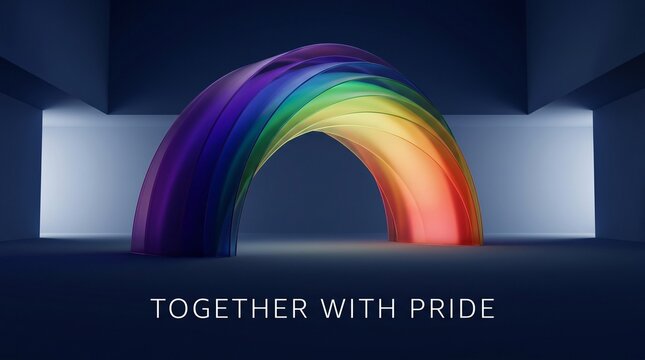 Together With Pride Month A vibrant rainbow arch celebrating LGBTQ+ community and unity