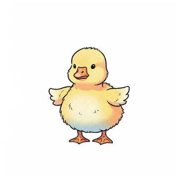 Cute Yellow Duckling Cartoon Character.
