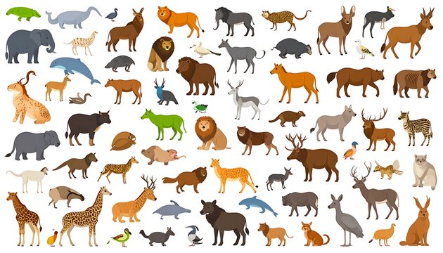 Diverse collection of animal species.