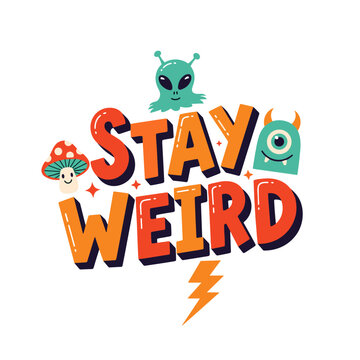 Colorful cartoon alien monster graphics.