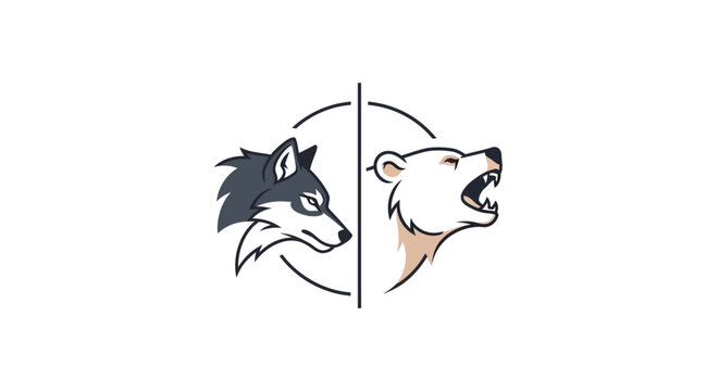 Wolf vs Bear Symbol: Animal duality, opposing forces concept, predator rivalry