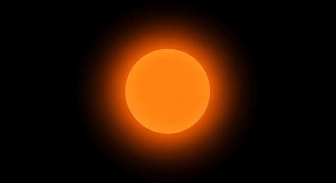Bright glowing sun sphere against transparent dark space background