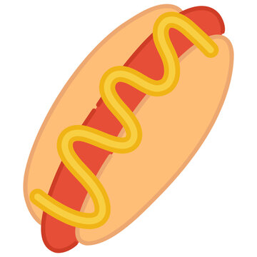 Illustration of a Hot Dog with Mustard