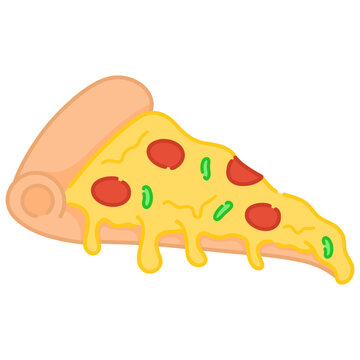 Slice of Pizza with Melted Cheese Vector Illustration