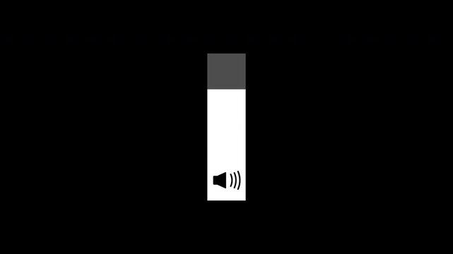 Animation of increasing sound volume, Slider Bar Volume vertical slider animation for audio level adjustment. 4K video. 