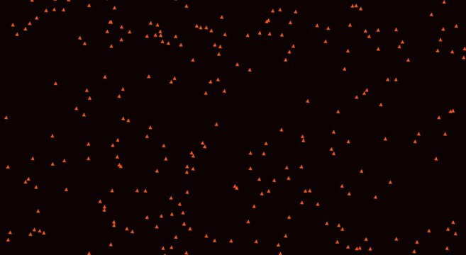 Golden triangle particles floating on animation black background motion