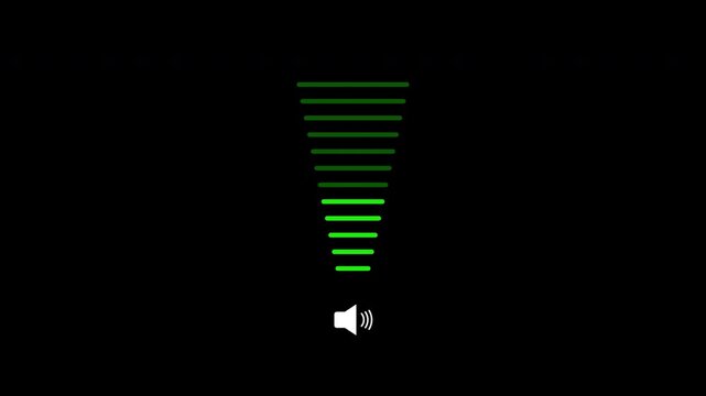volume sound control animation on Transparent background, Audio volume button element for music player and media control. 4k video.