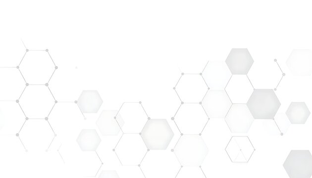 Hexagon pattern in gradient grayscale, with dots and connecting lines, fades toward the bottom