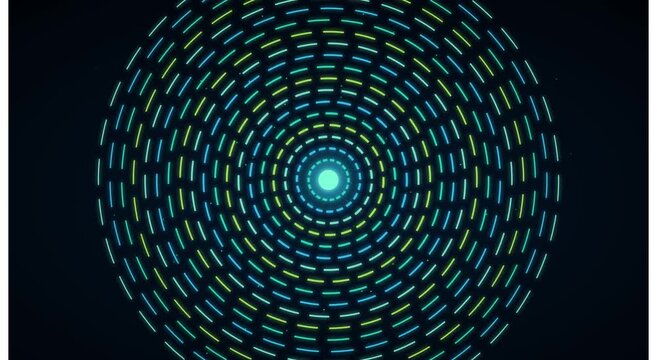 Neon circular pulse abstract motion animation background, with glowing digital lines